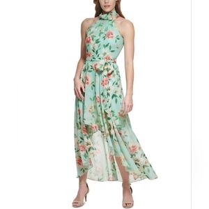 Eliza J, Flowery Green and Pink “Highlow” Dress. Size 6
